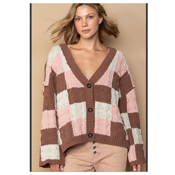 🖤 $40 start 129 3 LEFT Pretty POL Soft chenille check pattern cardigan - Picture 4 of 5